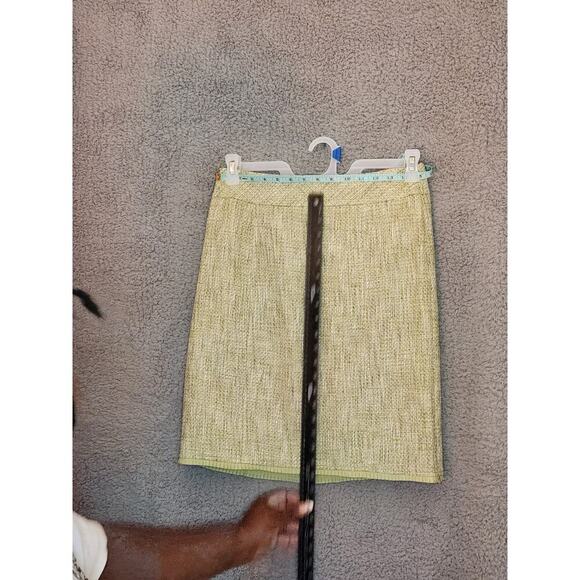 NWT Anne Taylor Light Green Tweed Lined Pencil Pleated Skirt 6P - Picture 3 of 5